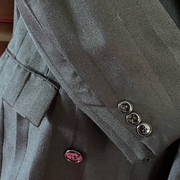 Vintage 2-pc double breasted Black Suit Size 6 - Picture 6 of 16